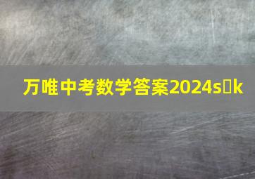 万唯中考数学答案2024s k